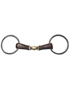 Mors deux anneaux double brisure recouvert de cuir