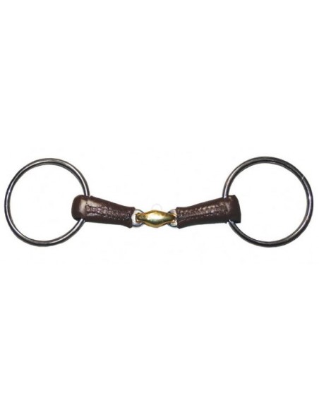 Mors deux anneaux double brisure recouvert de cuir
