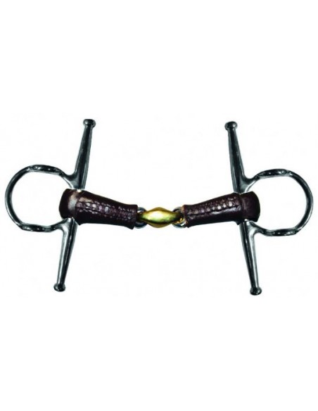 Mors releveur à aiguilles et double brisure recouvert de cuir Jump'In