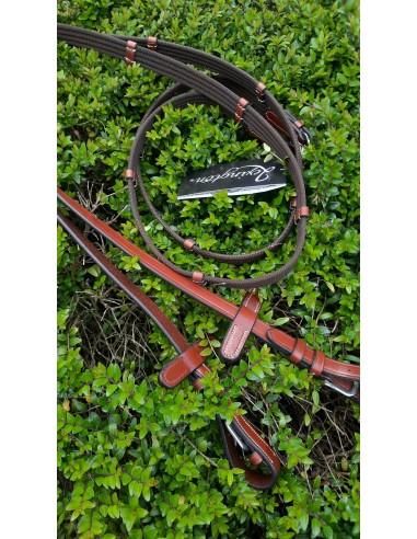 Rênes Tissu à arrêtoirs 19 mm Lexington coloris tabac