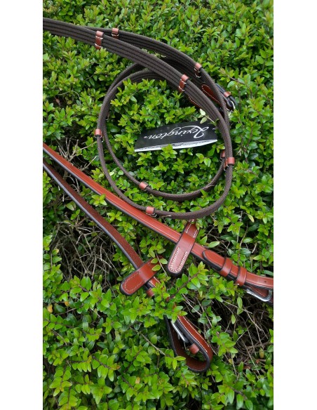 Rênes Tissu à arrêtoirs 19 mm Lexington coloris tabac