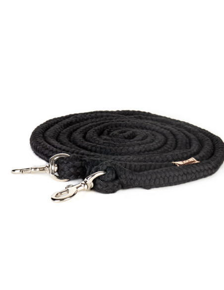 Rênes éthologique en corde avec mousqueton - 3 mètres - noir