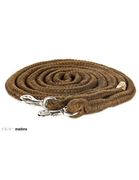 Rênes éthologique en corde avec mousqueton - 3 mètres - marron