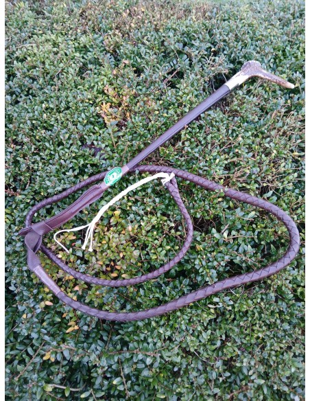 Fouet de chasse avec bois de cerf véritable et flotte FLECK