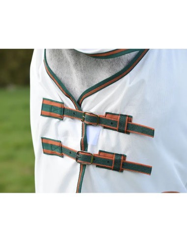 ComFiTec couverture anti-mouches avec cou WeatherBeeta - blanc/vert/orange brûlé