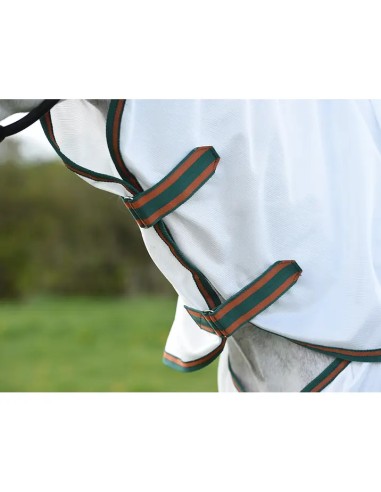 ComFiTec couverture anti-mouches avec cou WeatherBeeta - blanc/vert/orange brûlé