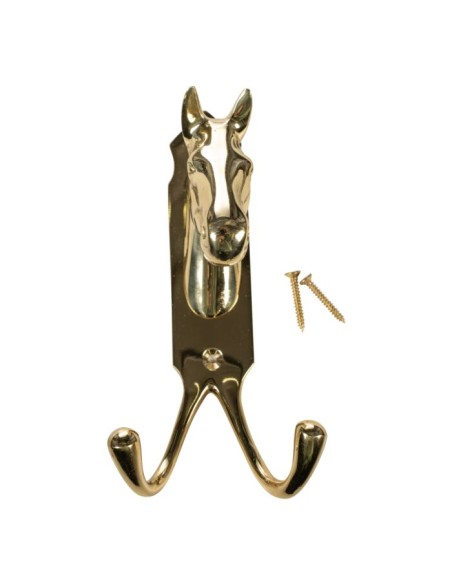 Support pour tête de cheval, double crochet, laiton HKM
